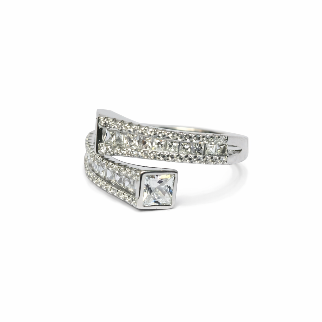 Geometric Wrap Silver Ring and bracelet set