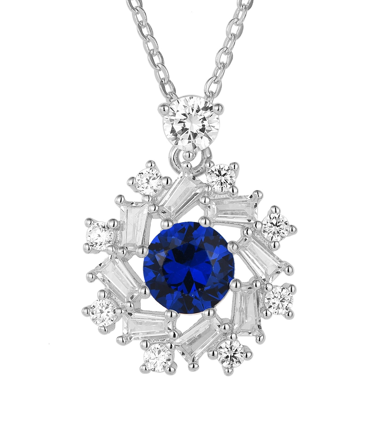 Sapphire Starburst Pendant Necklace