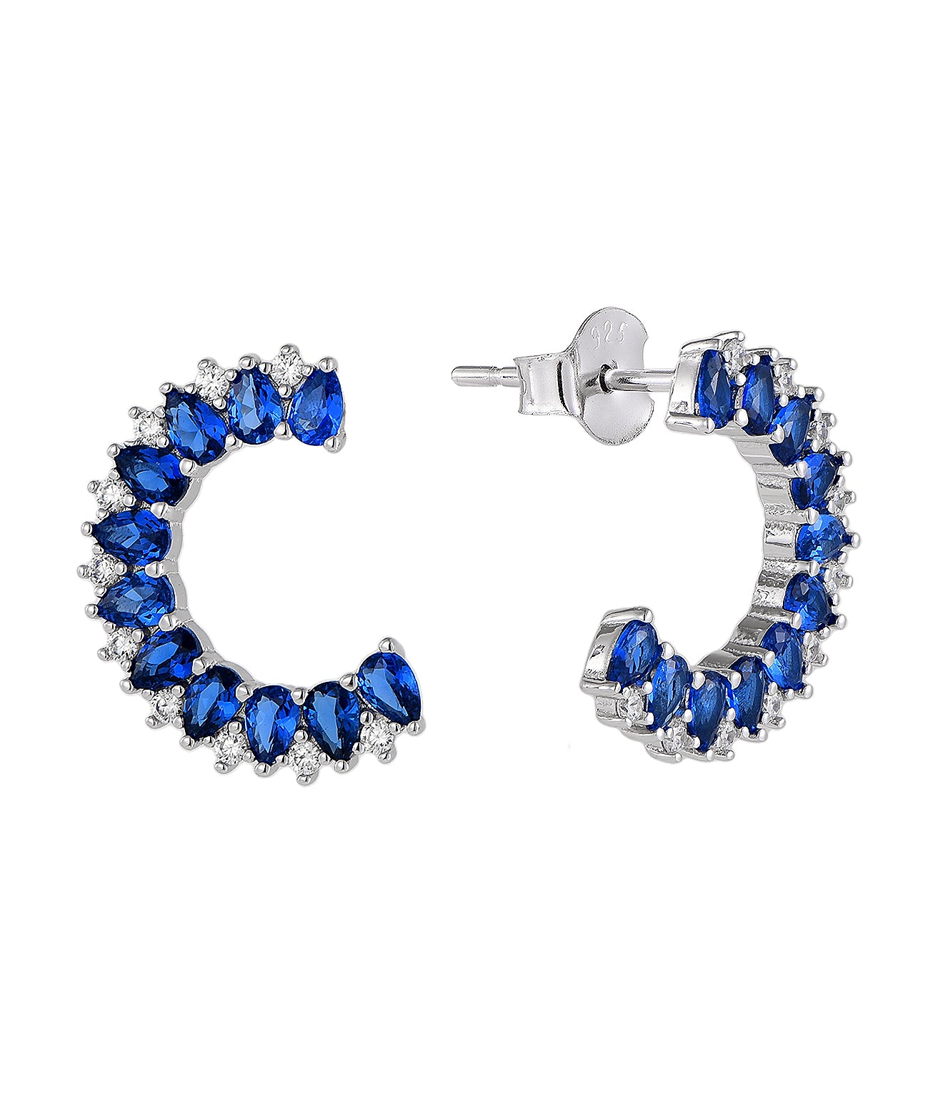 Sapphire Pear Hoop Earrings