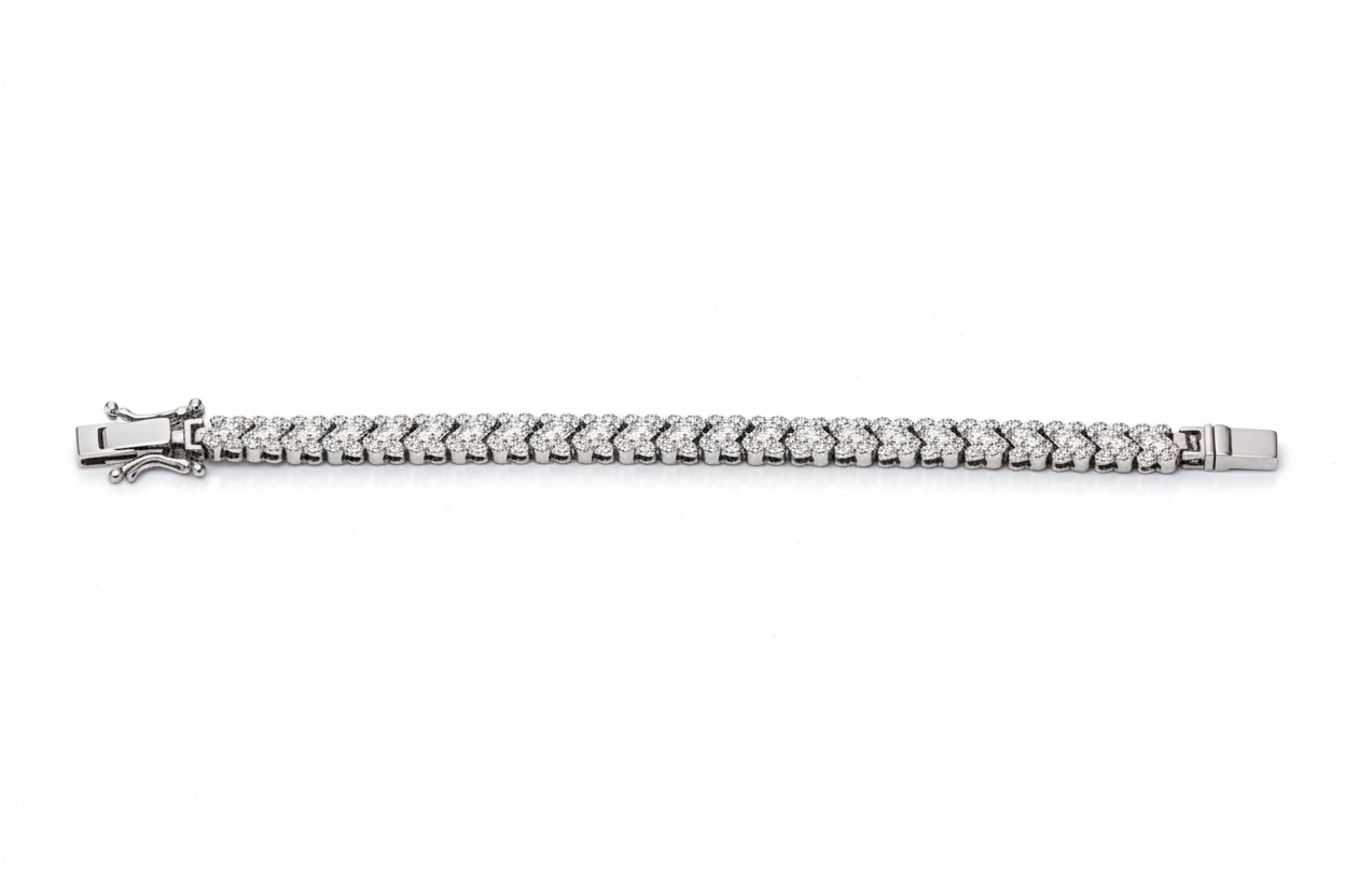 Chevron Pavé Tennis Bracelet Flat Straight