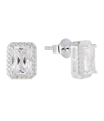 Emerald-Cut Halo Pendant Necklace