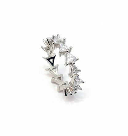 Princess Cut Eternity Silver Ring