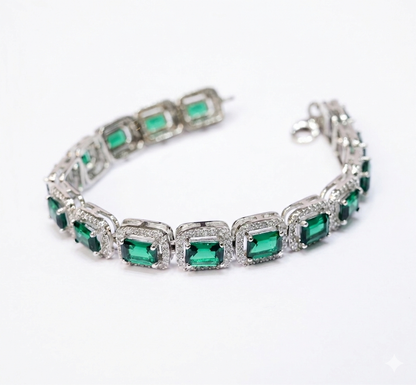 Emerald-Cut Halo Bracelet