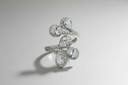 Cascading Halo Silver Ring
