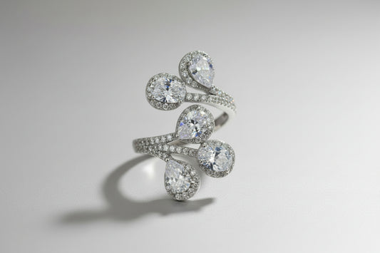 Cascading Halo Silver Ring