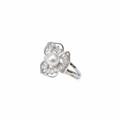 Pearl Blossom Silver Ring