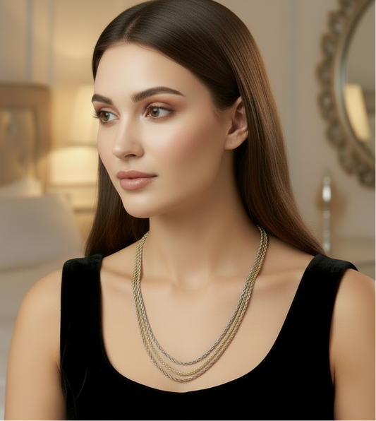 Triple Layer Rose Gold Chain Necklace