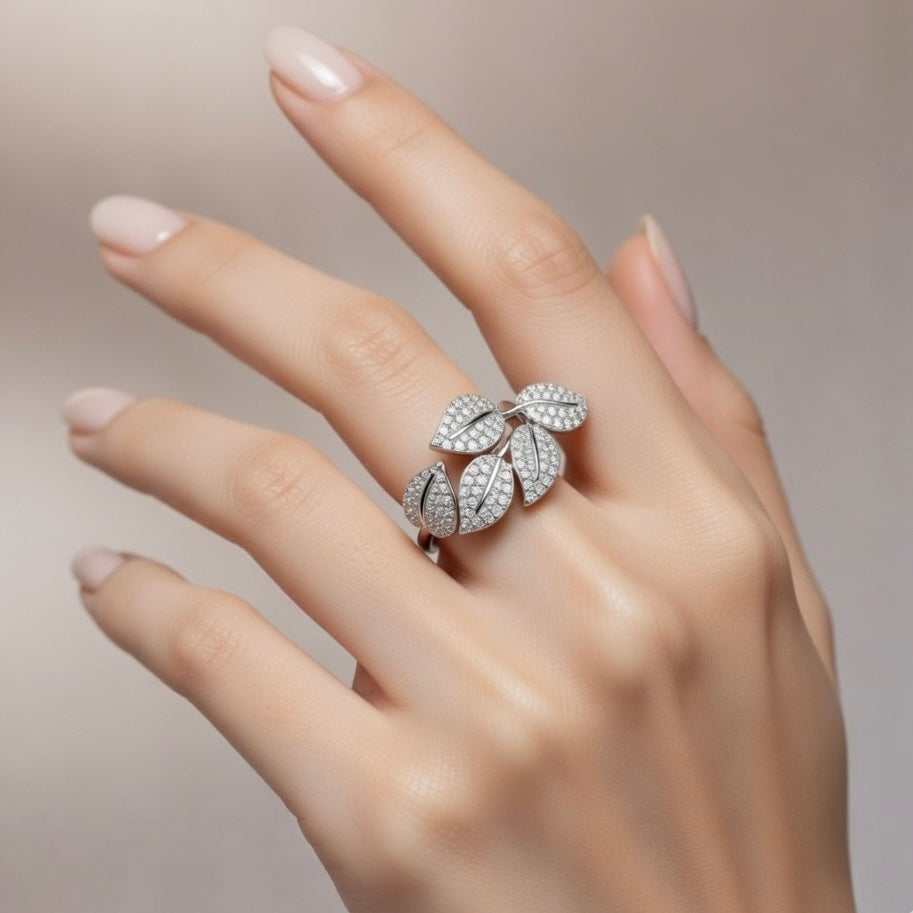 Botanical Leaf Silver Ring