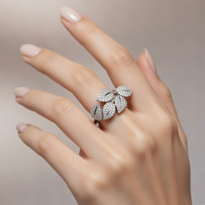 Botanical Leaf Silver Ring