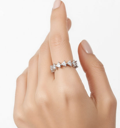 Princess Cut Eternity Silver Ring