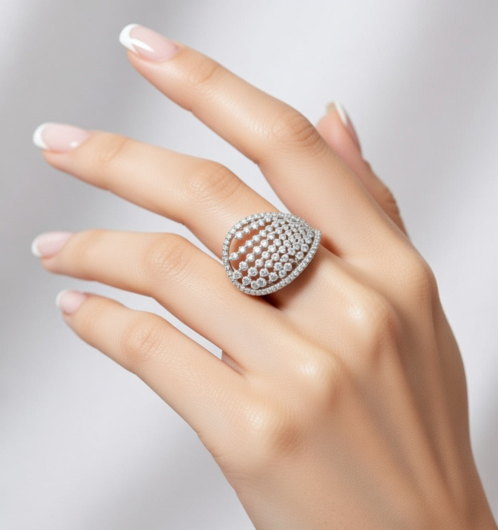 Dazzling Dome Silver Ring