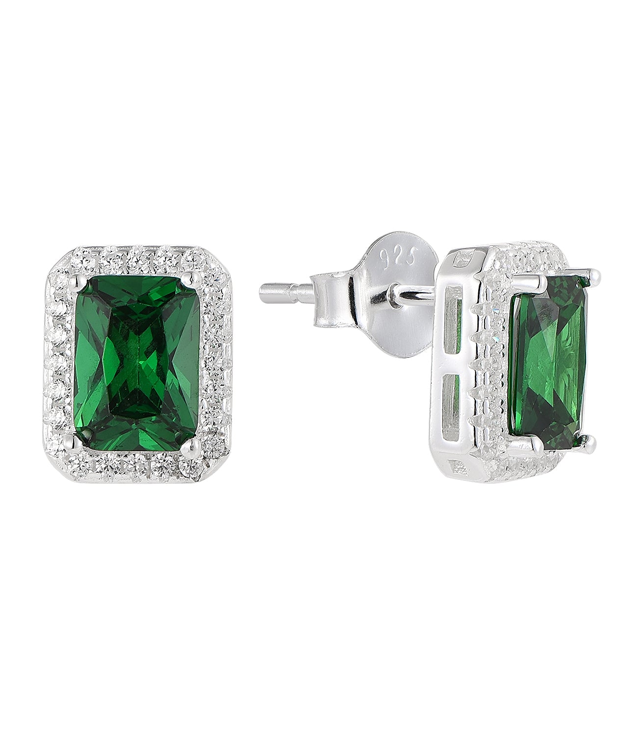 Emerald-Cut Halo Pendant Necklace