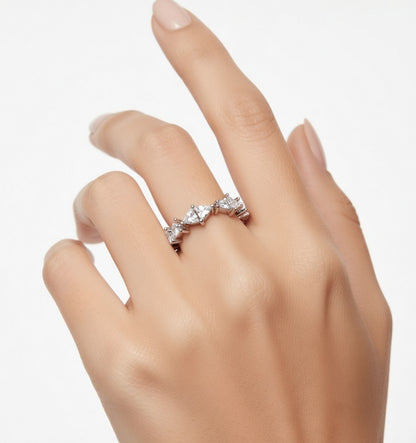 Princess Cut Eternity Silver Ring