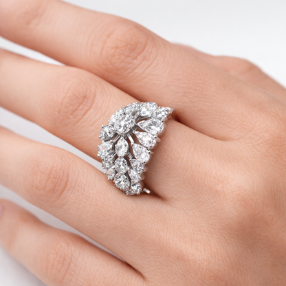 Opulent Cluster Silver Ring