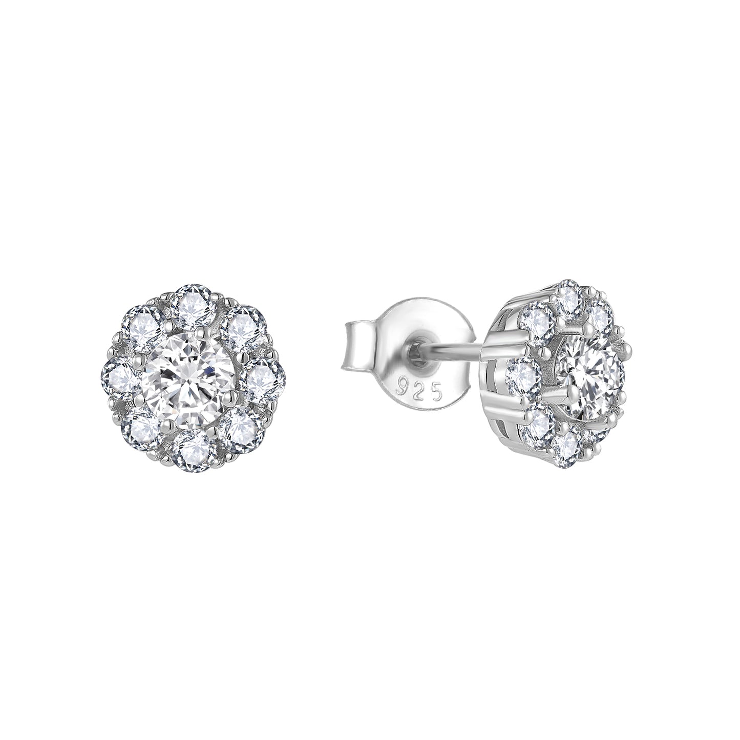 Halo CZ Cluster Pendant Necklace