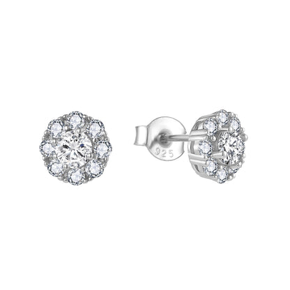 Halo CZ Cluster Pendant Necklace