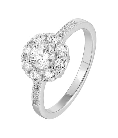 Halo CZ Cluster Pendant Necklace