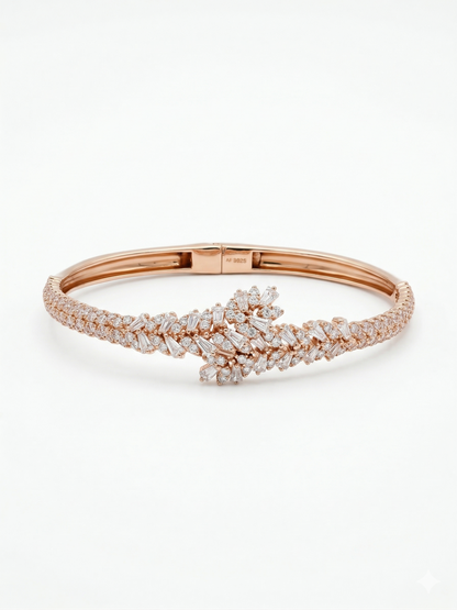 Rose Gold Baguette Zirconia Bangle