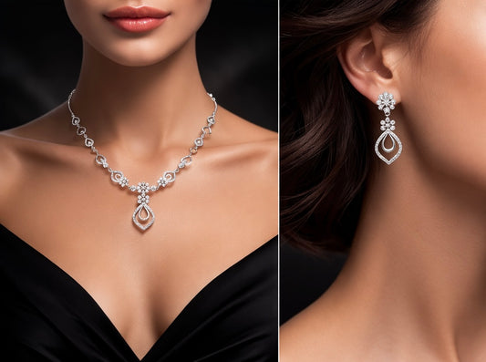 Royal Teardrop Silver Jewelry Set