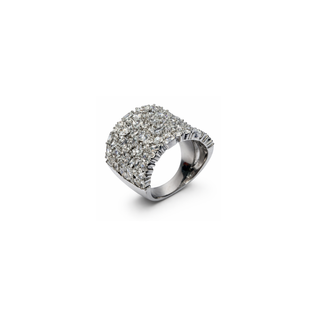 Luxe Baguette Dome Silver Ring