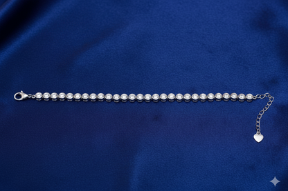 Bezel CZ Tennis Bracelet Blue Background Horizontal