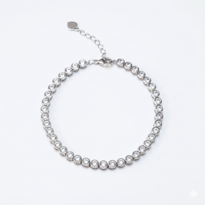 Bezel CZ Tennis Bracelet Closed Circle Top View