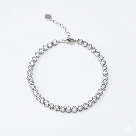 Bezel CZ Tennis Bracelet Closed Circle Top View