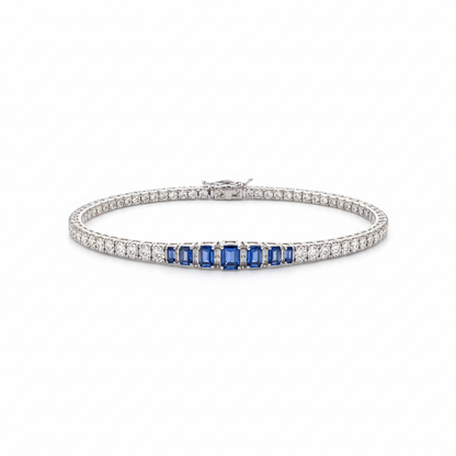 Blue Zirconia Tennis Bracelet on White Background