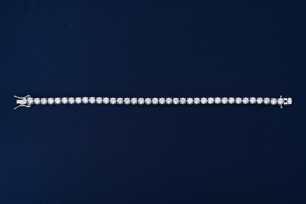 Classic Diamond Tennis Bracelet Horizontal Blue