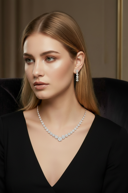 Diamond Cluster Set on Blonde Model