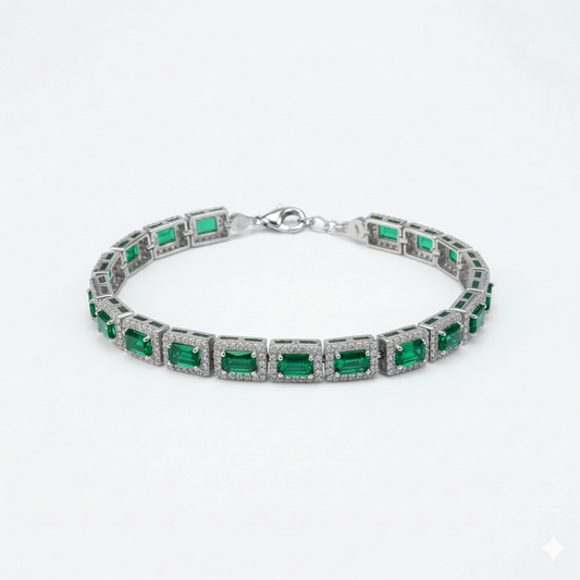 Emerald Halo Bracelet Styled Like Sample