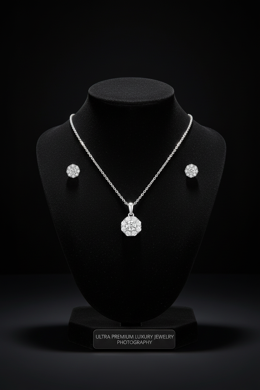 Halo CZ Set on Black Velvet Mannequin
