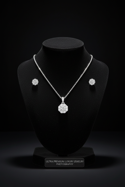 Halo CZ Set on Black Velvet Mannequin