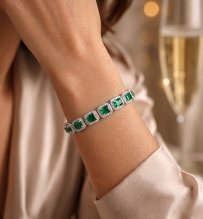 Emerald-Cut Halo Bracelet