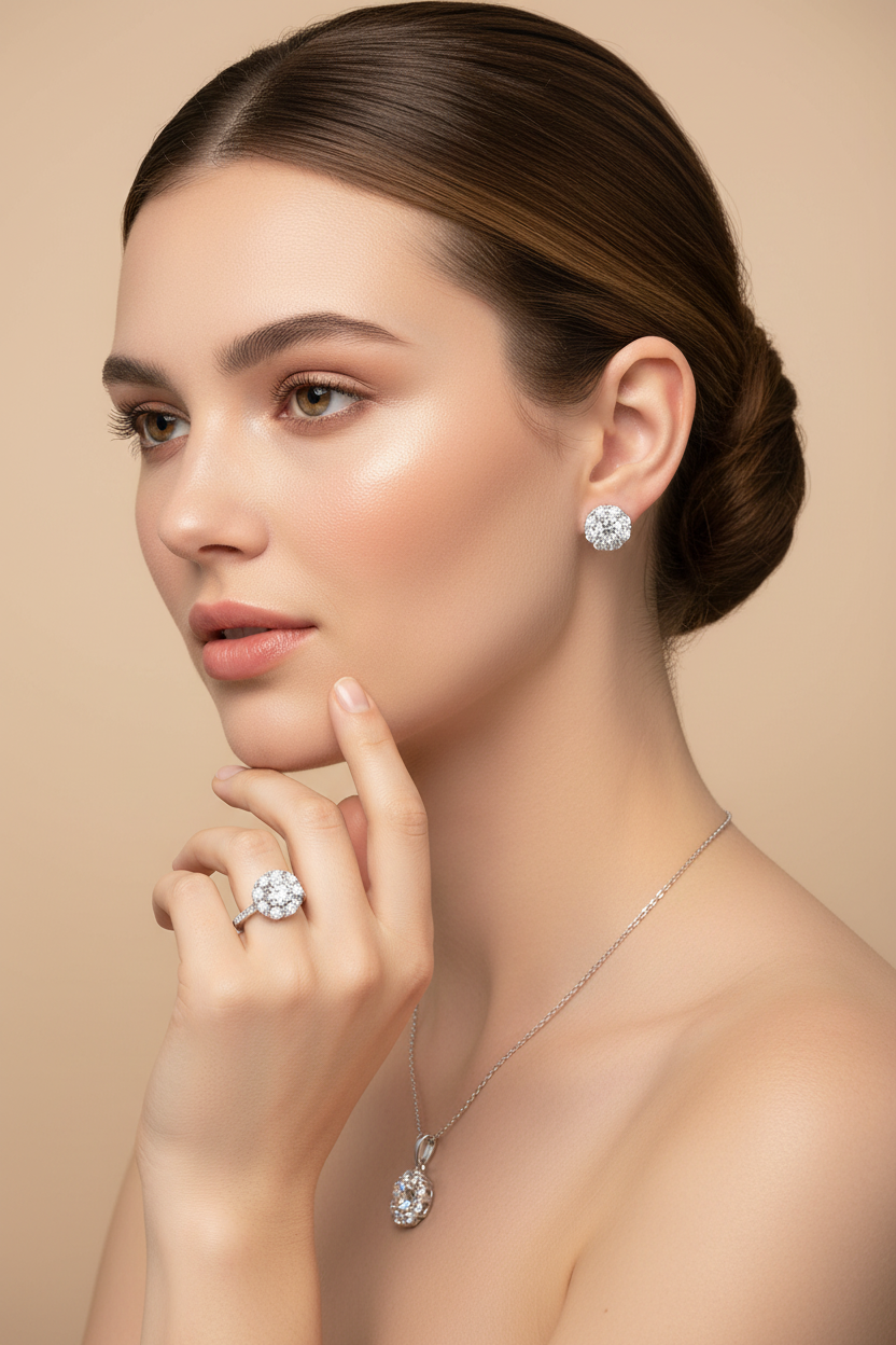 Stella Halo CZ Full Set on Model