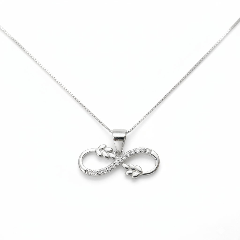 Infinity Leaf Silver Necklace - Product Photo