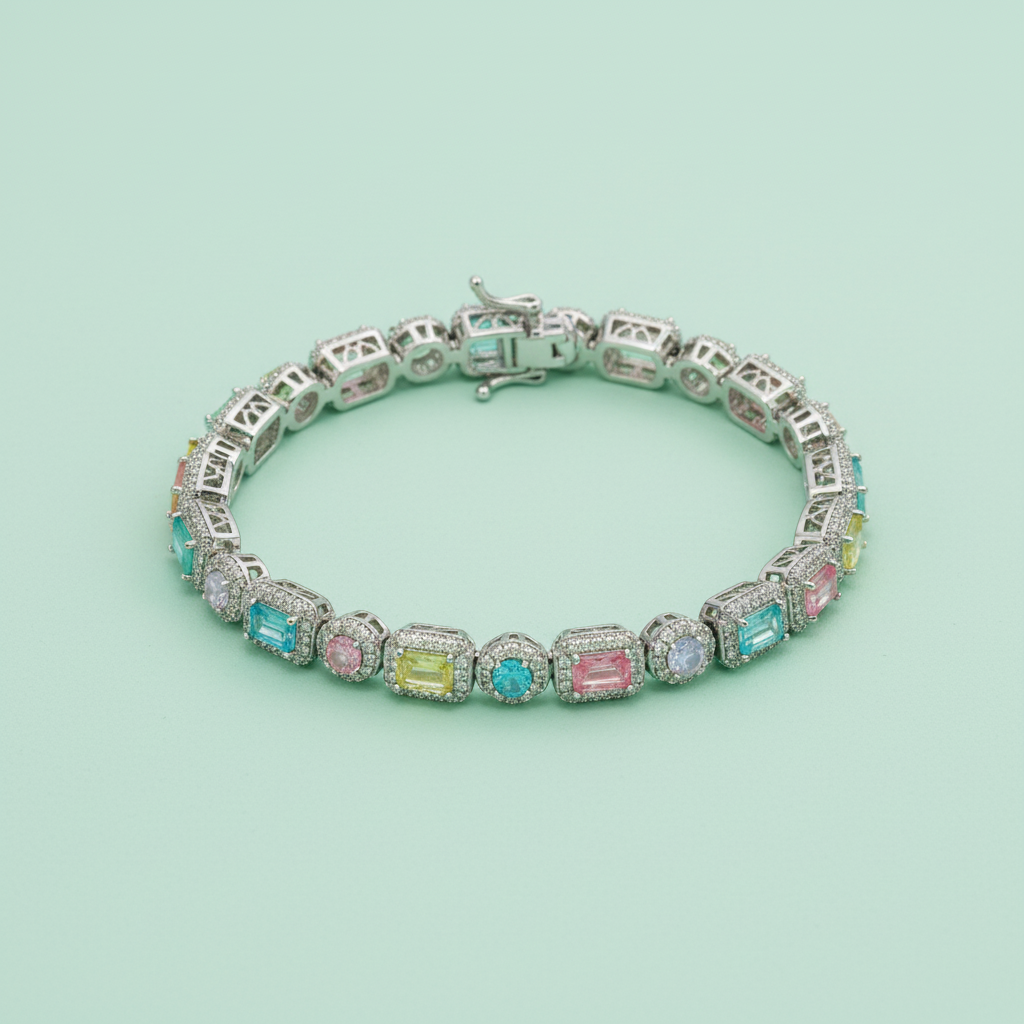 Multicolour Bracelet Round Pastel Green