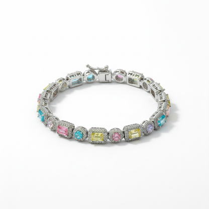 Multicolour Cushion Halo Bracelet Round