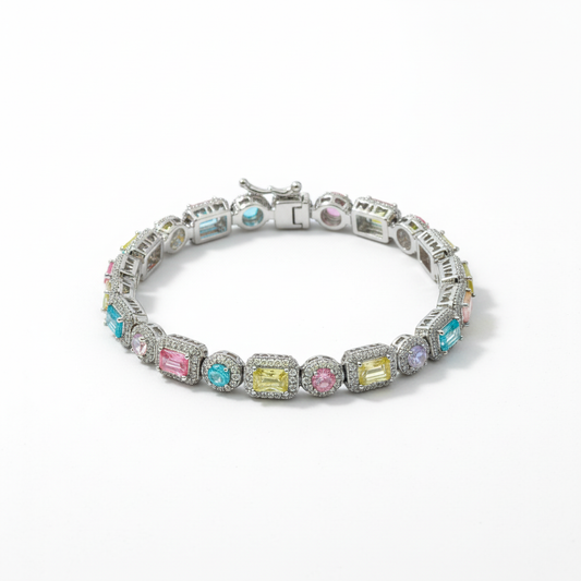 Multicolour Cushion Halo Bracelet Round