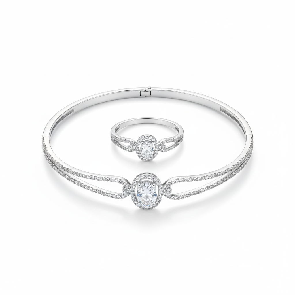 Oval Halo Set Flat White With Clasp