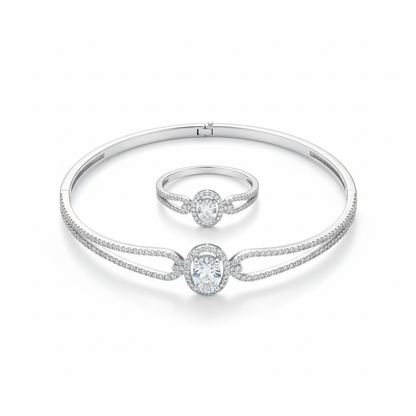 Oval Halo Set Flat White With Clasp