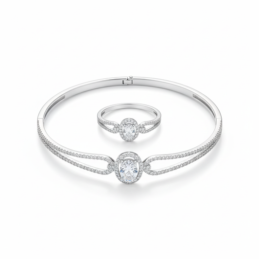 Oval Halo Set Flat White With Clasp