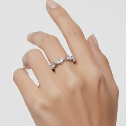 Princess Cut Eternity Silver Ring