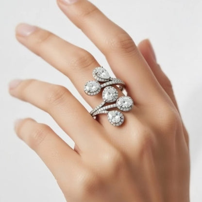 Cascading Halo Silver Ring
