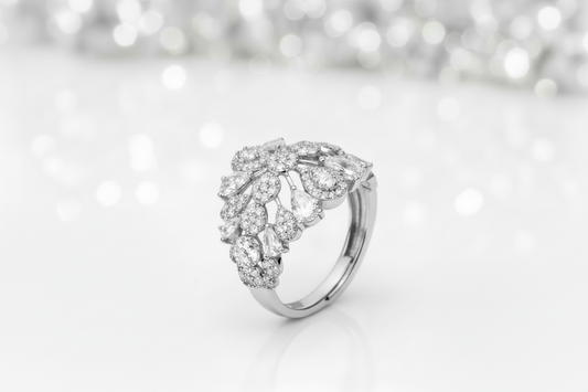 Silver Floral Cluster Ring 20% Frame