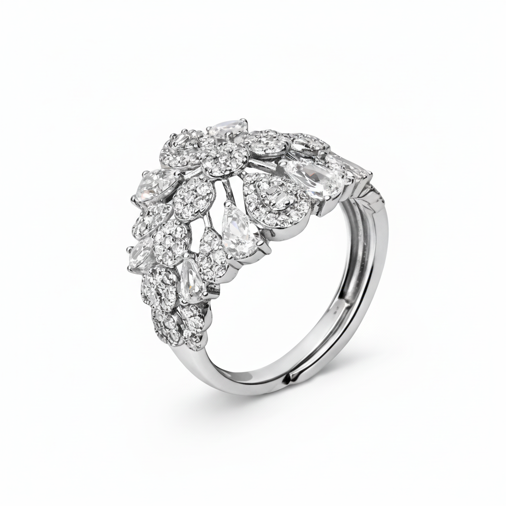 Silver Floral Cluster Ring 20% Frame