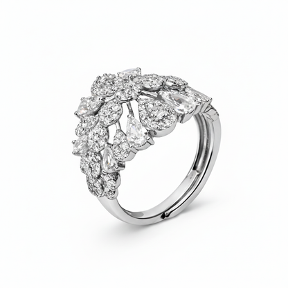 Silver Floral Cluster Ring 20% Frame