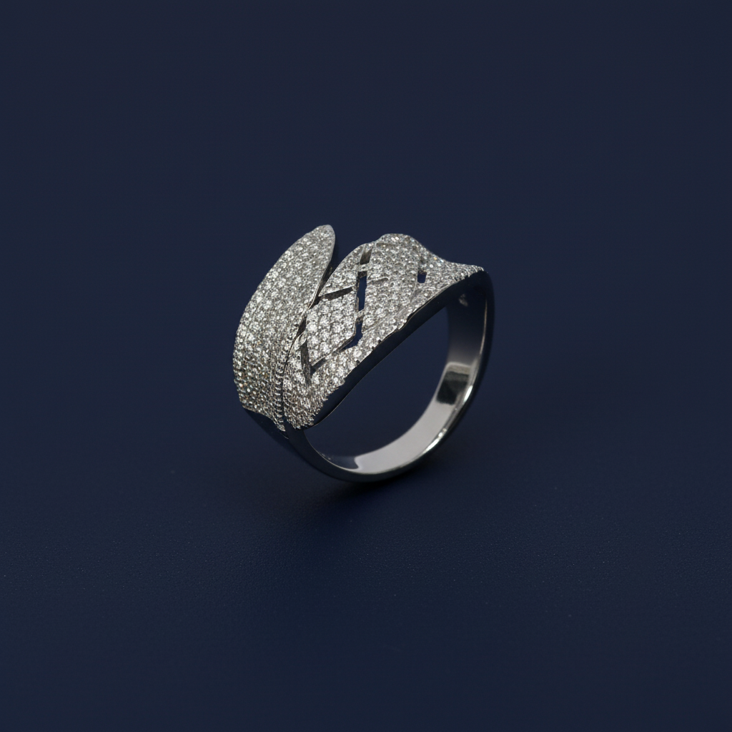 Silver Wrap Pavé Ring Blue