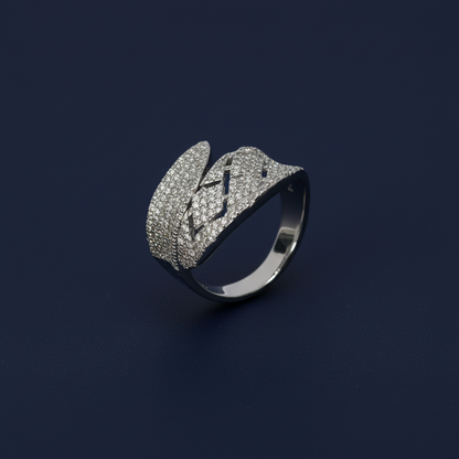Silver Wrap Pavé Ring Blue